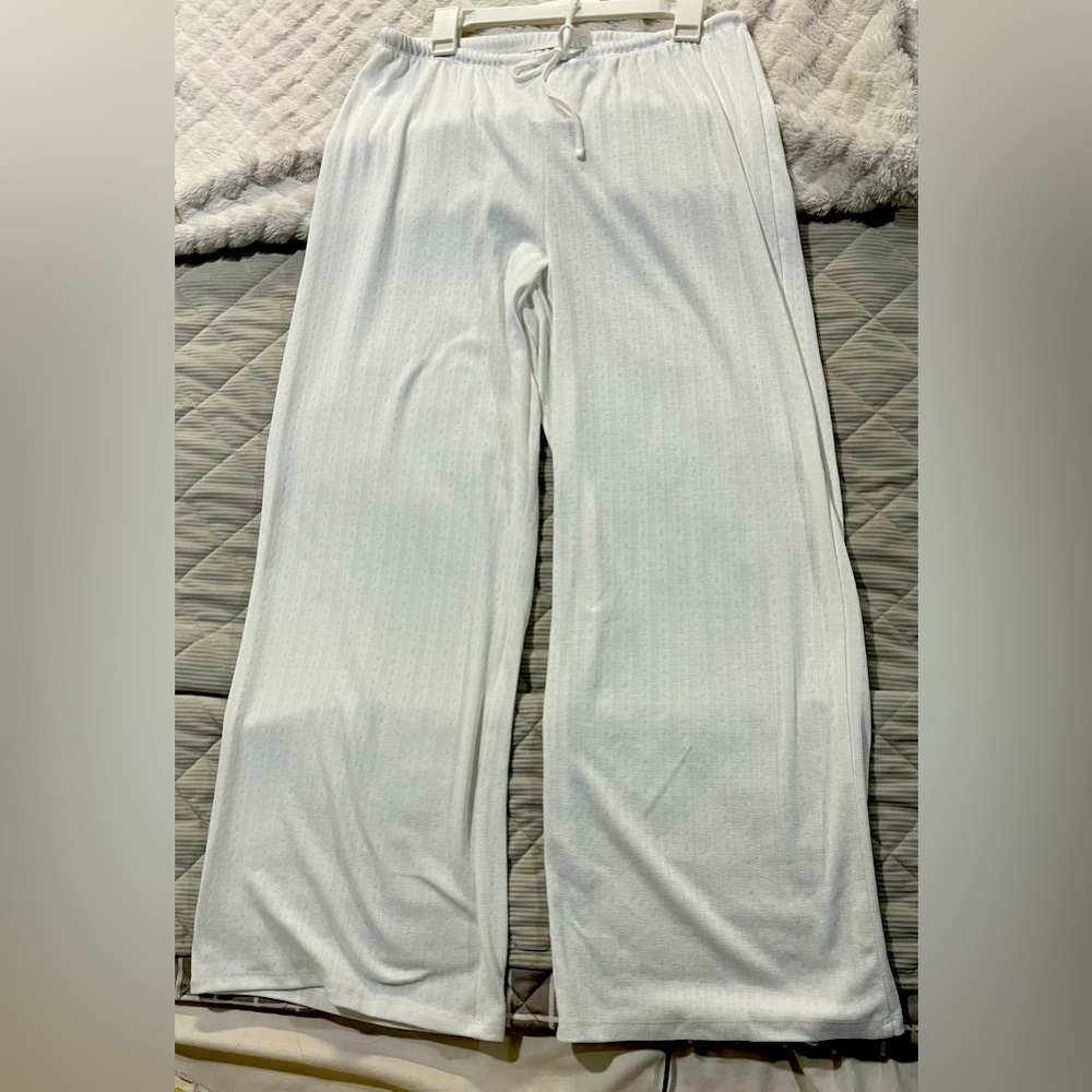 H&M White Wide-Leg Trousers